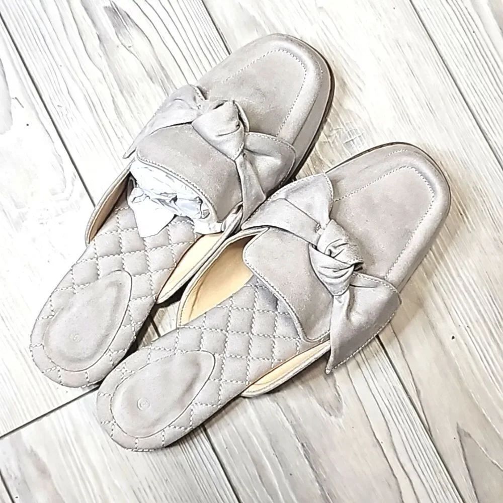 (11-4570) Coutgo Women's Flat Mules Bow Knot Square Closed Toe Sz 9